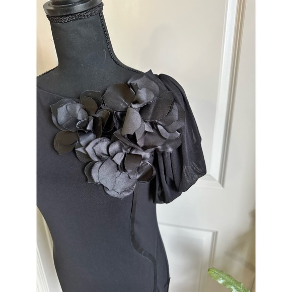Vivienne Tam Vintage Floral Applique Black Stretch Mesh Dress Sz. P/XS - Picture 2 of 10